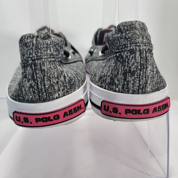 U.S. Polo Assn. Womens 8.5 Gray Black Slip-On Canvas Boat Shoes Loafer Preppy - Picture 5 of 9